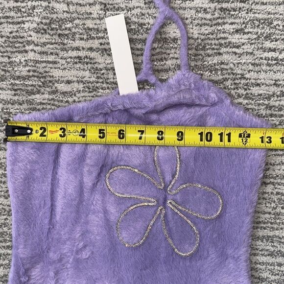 NWT For Love & Lemons Finley Mini Dress in Purple Fuzzy Medium Revolve - Picture 7 of 14
